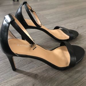 Express black ankle strap heels size 8